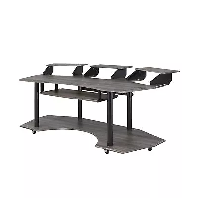 Acme Eleazar Wooden 4-Shelf Music Recording Studio Desk In Black Oak • $753.20