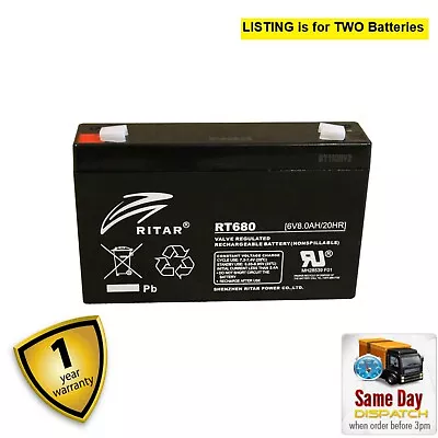 2 X Sealed Rechargeable AGM 6V 8Ah  Microcat Technicat Bait Boat Batteries • £22.95