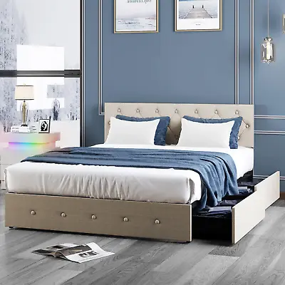 Full/Queen/King/California King Size Platform Bed Frame With 4 Storage Drawers • $179.99