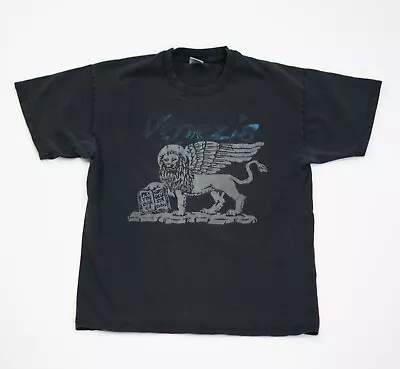Vintage Venezia Italia Italy T-Shirt Men Size Large Black Faded 21x27 Lion • $19.95
