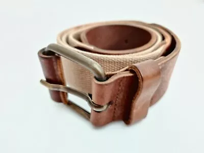 H & M Genuine Leather #717720 Made In Italy Brown Leather Rustic Belt US39-40  • $39