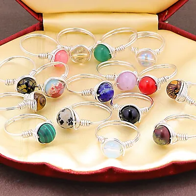 £4.89 • Buy Crystal Gemstone Rings Chakra Healing Natural Quartz Rings For Women