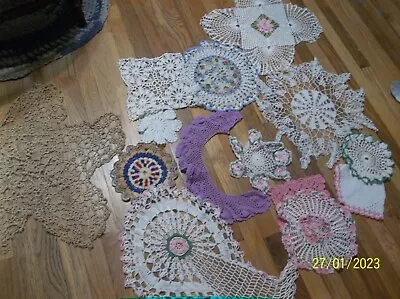 Lot Of 13 Vintage Hand Crochet Doilies Just A Variety Of Very Old Crochet Tatted • $7.99