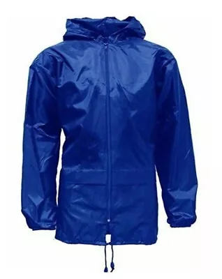 Unisex  BLUE  Light Weight Shower Proof  Jacket KAGOOL-SIZES-Small To 6 XL • £6.99