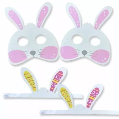 4pk EASTER Bunny Ears RABBIT FACE MASK Fancy Dress Egg Hunt Party Decor 1889 UK • £4.29