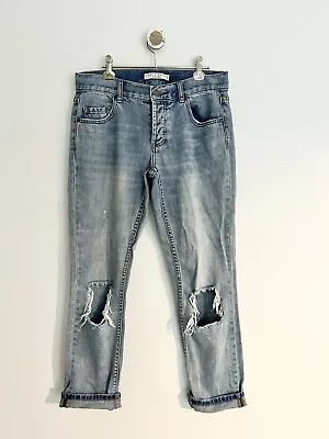 DECJUBA Denim Women’s Blue Distressed Ripped Relaxed Jeans Size 8 • $19.95