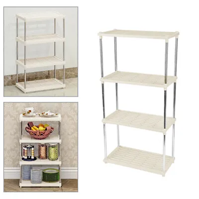 £17.86 • Buy 4 Tier Metal Storage Rack/Shelving Silver Wire Shelf Kitchen Office Stand Units