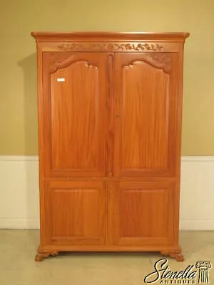 23516E: Blonde Mahogany Georgian Style 4 Door Bedroom Or TV Armoire • $1195