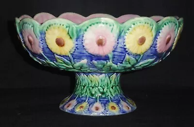 Antique Griffen Smith Hill Etruscan Majolica Signed ~ Daisy Design Compote  • $165