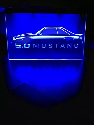 MUSTANG 5.0 LED NEON BLUE LIGHT SIGN 8x12 • $35.99