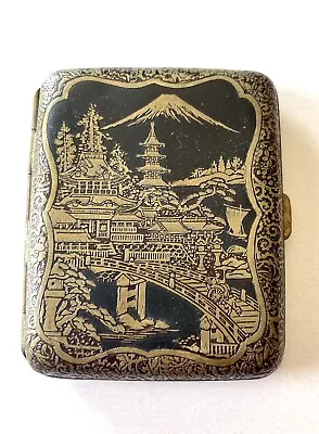 RARE Beautiful Vintage Japanese Cigarette Case Mount Fuji - Peacock • $125