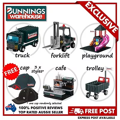 Bunnings 5 Set Toys: Truck + Forklift + Trolley + Playground + Cafe + FREE CAP! • $99.95