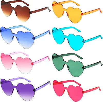 8PCS Heart Shaped Glasses BOZILY Funky Sunglasses Love Heart Glasses Multipack & • £8.97