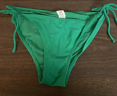 Womens OP Ocean Pacific Swim String Bikini Hipster Bottoms Large Green Tie Sides • £17.34