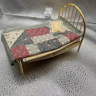 Vintage Brass Bed W/mattress Pillows  Sheets Springs 1:12 Scale • $29.99