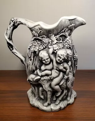 Antique MINTON - Relief Moulded Jug SILENUS & BACCHUS - 8  Tall • $29.99