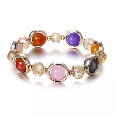 Natural Stone Lava Healing Chakra Tube Bracelet Bangle Womens Jewellery • £3.99