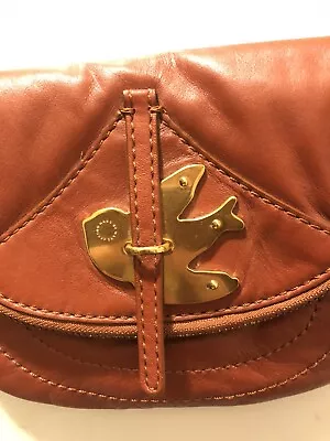 Preowned Authentic MARC JACOBS BROWN LEATHER PETAL METAL BIRD CROSSBODY $329 • $109.05