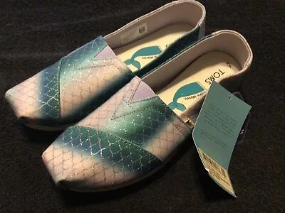 NEW Women's Sz 6 TOMS Multi Glitter Teal Mermaid Shoes NWT • $12