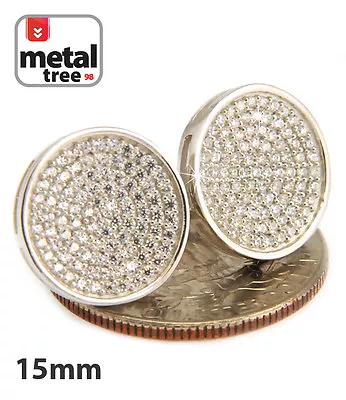 Men's Hip Hop XL Round Circle Square Flat Screen Screw Back Stud Earrings • $37.98