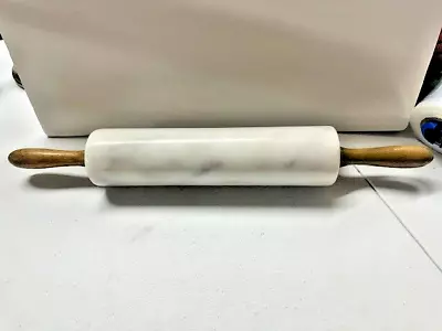 Polished Marble Rolling Pin With Wooden Handles 10-Inch Barrel • $14.99