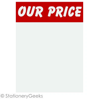 £1.99 • Buy 48 OUR PRICE Sale Card 4x3 Price Tickets Label Discount Shop Pricing Sign Tag UK