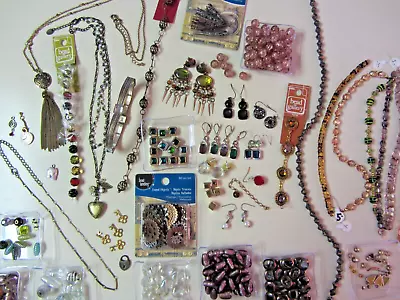 Mixed Bead & Jewelry Lot With Glass Metal Steampunk Theme Necklaces Earrings Etc • $19.99