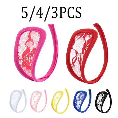 5PCS Women Invisible Lace C-String Thong Panties-One Size-Bare Side-Sexy 7Colors • £3.26