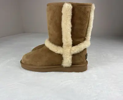 UGG Carter Chestnut Beige Tan Brown Suede Sherpa Lined Woman's Size 8 SN 1005803 • $37.56