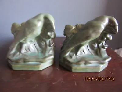 Rookwood Production Matte Green/Brown Rook Bookends 1928 • $165