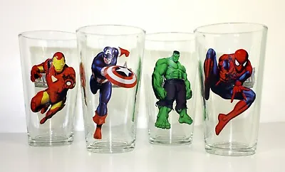 $21.24 • Buy MCH1812 Marvel Comics 4 Pc. 16 Oz. Glass Spiderman Iron Man Hulk Captain America