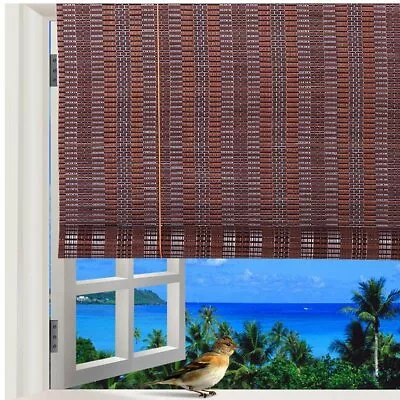 Natural Bamboo Roll Up Window Blind Roman Sun Shade WB-48N1 (W30  X H72 ) • $26.87