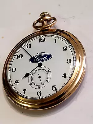 Vintage 1912 Elgin - Size 0 - Gold Filled - Pocket Watch --  FORD LOGO • $199