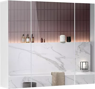 Medicine Cabinet Bathroom Mirror With 3 Door Storage Shelf 3-Adjustable Shelves • $88.34