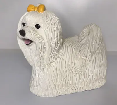 Vintage K-9 Kreations Maltese Dog Statue ~ Handmade In USA ~ 1998 • $21.99