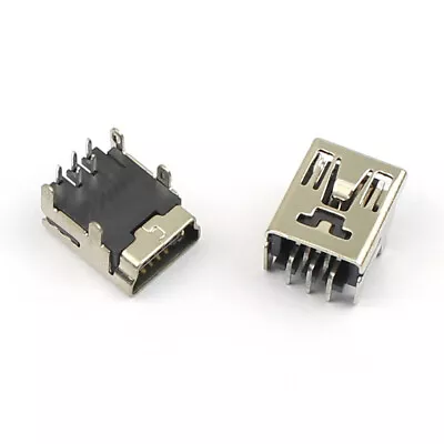 5Pcs Mini USB 5P Female 5 Pin Type B Right Angle PCB Socket Connector 4 Legs DIY • $1.88