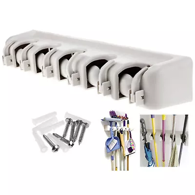 £5.95 • Buy Wall Mounted 5 Rack Kitchen Storage Mop Organizer Holder Brush Broom Hanger Set