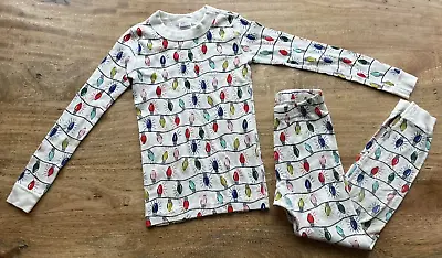 Hanna Andersson PJ Set Size 120 (6 7) EUC Christmas Lights Organic Cotton • $16.98