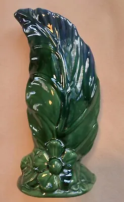Royal Haeger Green Leaf Vase 11 Inch Midcentury Glazed Ceramic Vintage Vase R855 • $14.50