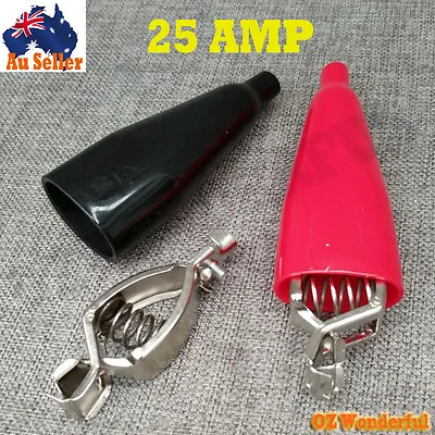 25A Metal Car Battery Clip Crocodile Alligator Test Terminal Clamp Red Black New • $4.49