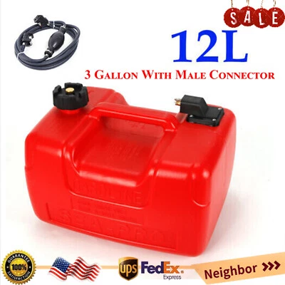 $58 • Buy 3 Gallon 12L Portable Boat Fuel Tank Marine Outboard Fuel Tank W/ Male Connector