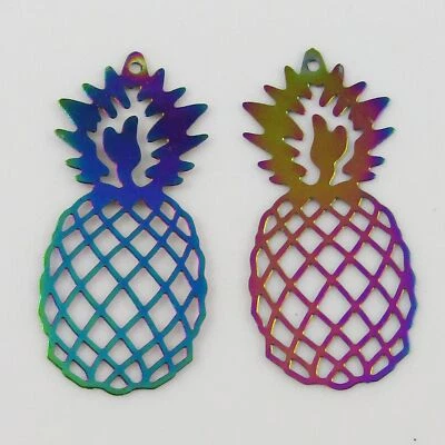 Bulk 6pce Laser Cut Pineapple Charm Pendant Earring Component SSteel 35x16mm • $8.99