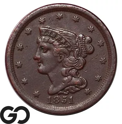 1851 Half Cent Braided Hair Scarce Early Copper • $9.95