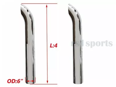 2PCS Chrome 6 Inch Curved Stack Pipe Exhaust Pipe 6 ODx 48  Length • $304