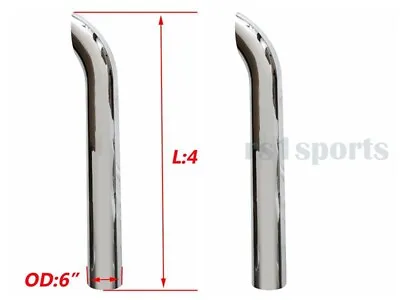 2PCS Chrome 6 OD X 48  Curved Stack Pipe Semi Truck Exhaust Pipe Set • $332