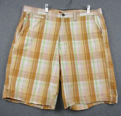 LEE Dungarees Shorts 38 Plaid Chino Men's Pockets Orange • $10