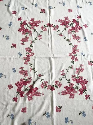 Vintage ACRYLIC Cherry Blossom Blanket Thermal Satin Trim 70” X 84” • $19.99