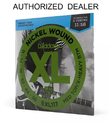 D'Addario EXL117 Nickel Wound Medium Top/Extra-Heavy Bottom 11-56 Guitar Strings • $8.99