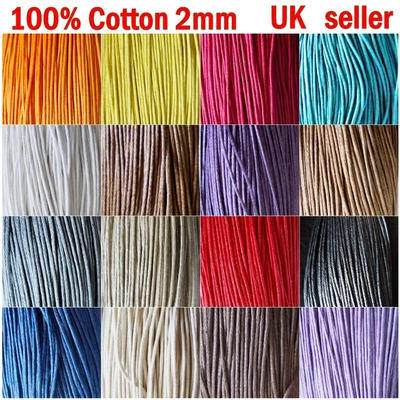 £2.20 • Buy 2mm Waxed Cotton Cord 10m To 50m Jewellery Craft Making Bracelet Necklace String