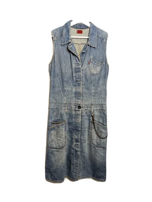 £24.90 • Buy LEVI'S Vintage Y2K Red Tab Denim Sleeveless Dress S Small UK 8 - 10 Blue